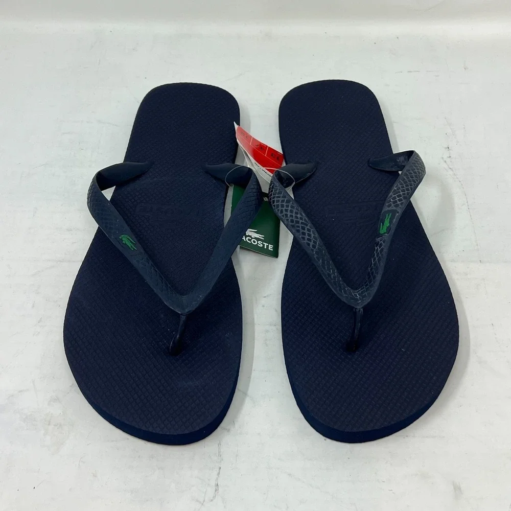Lacoste Flip‎ Flop Beach Sandals Black with Logo Men's US Size 13 VTG NWT